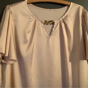 SHEIN Cream Blouse with Gold Accent 3X